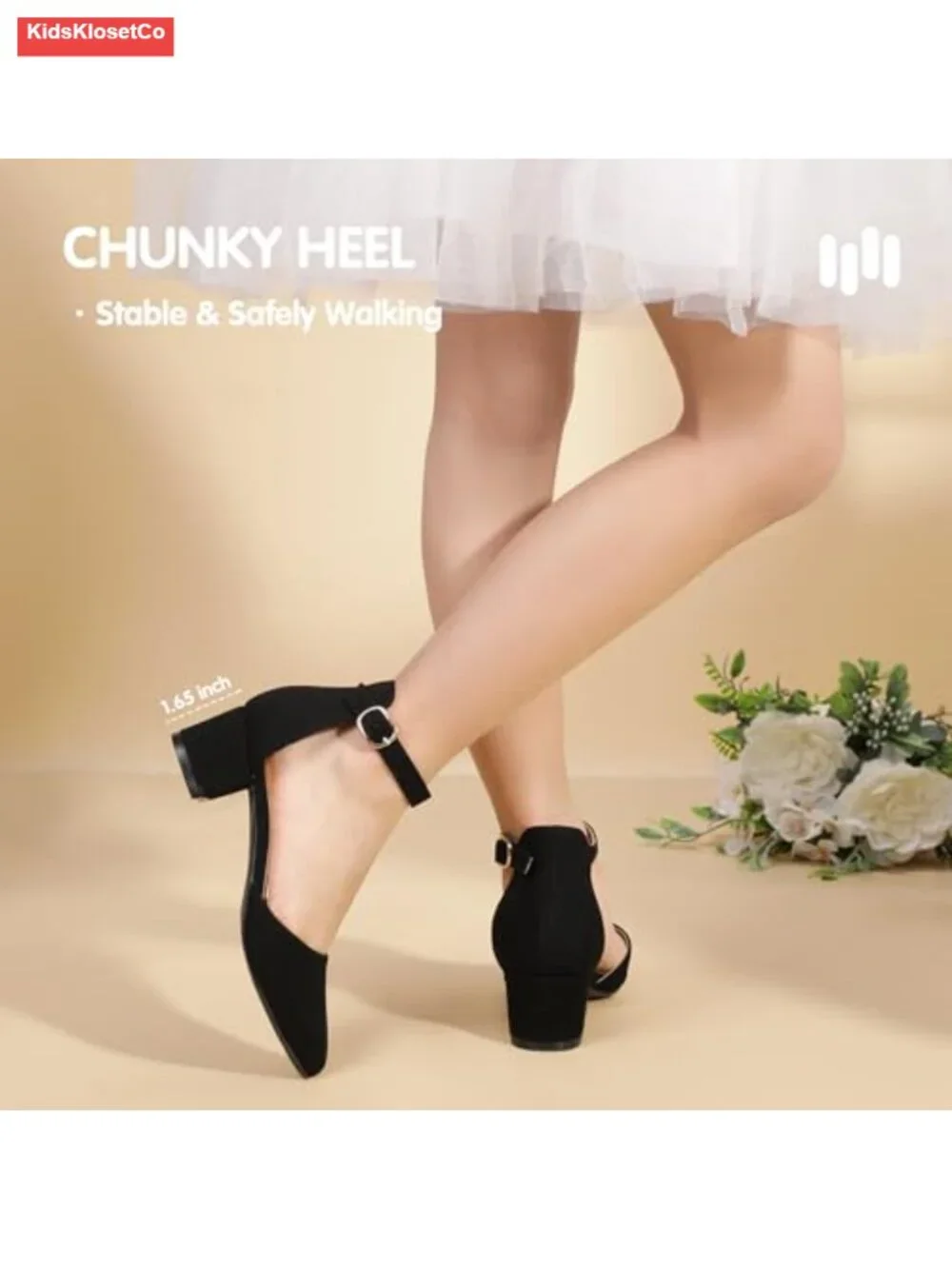 Girls Dress Shoes High Heels Sandals Ankle Strap Mary Jane Wedding Party Pump